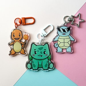 Gen 1 Poke Charms | shiny side, cute gifts, anime keychain, gamer gifts