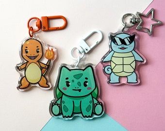 Gen 1 Poke Charms | shiny side, cute gifts, anime keychain, gamer gifts