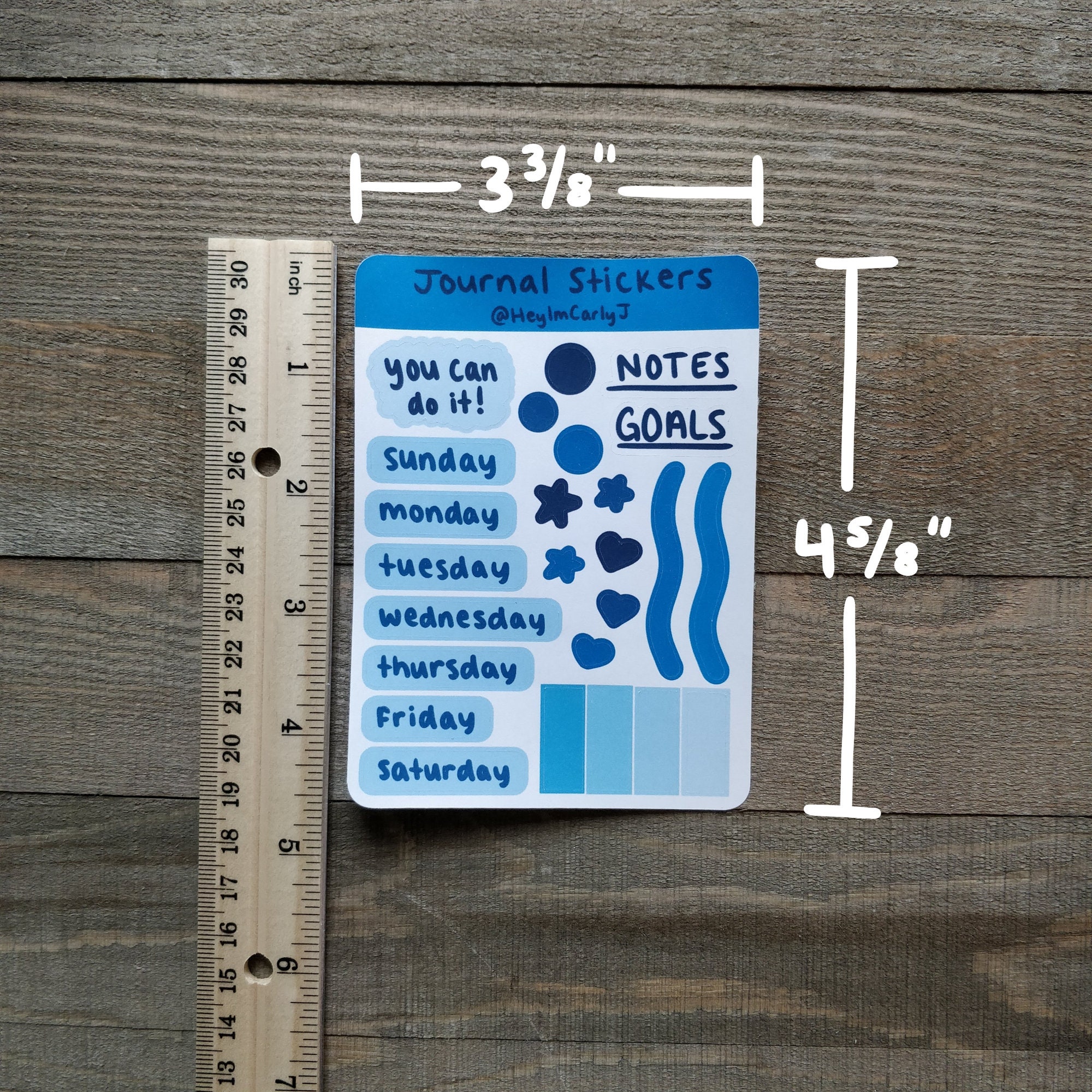 blue weekly journaling sticker sheet journal stickers etsy