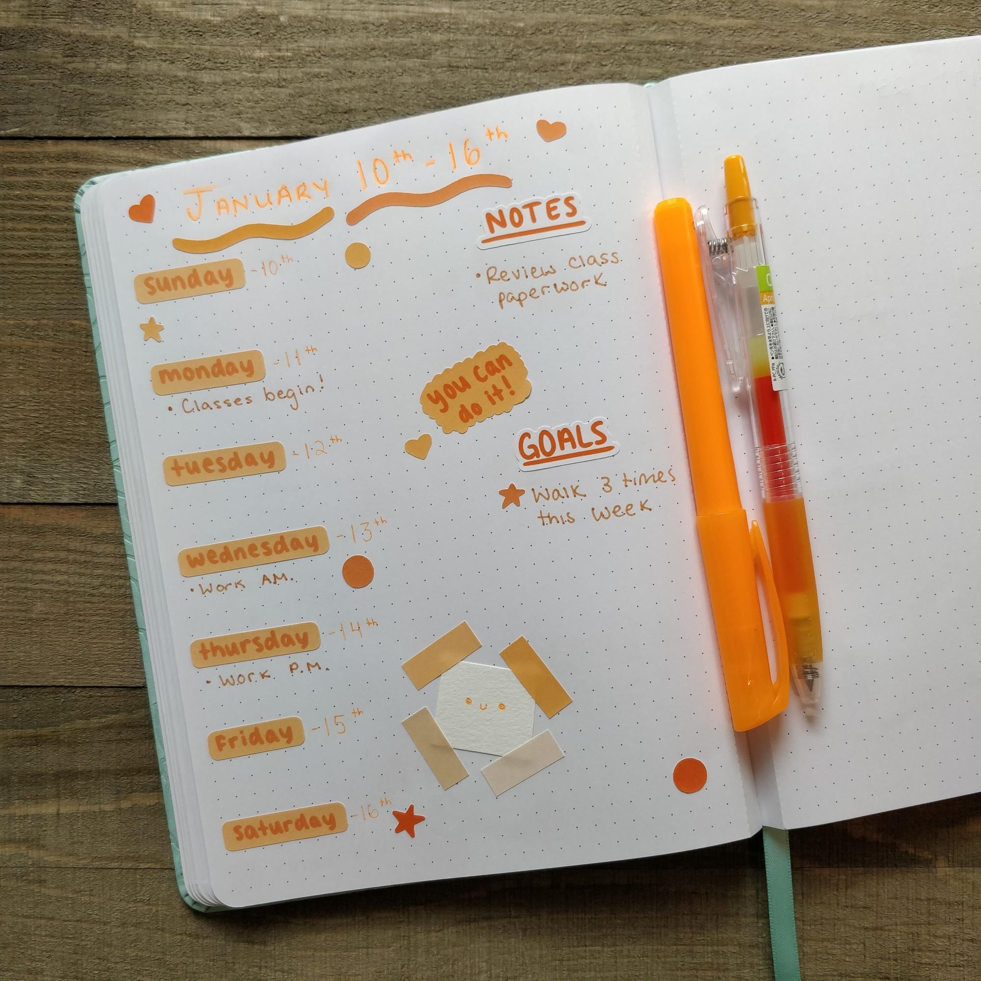 Orange Weekly Journaling Sticker Sheet Journal Stickers Etsy