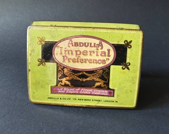 Abdula imperial preference old tabaccoo metal box, tin for cigarettes, old made in England - London - tabaccoo tin. Collectible metal tin