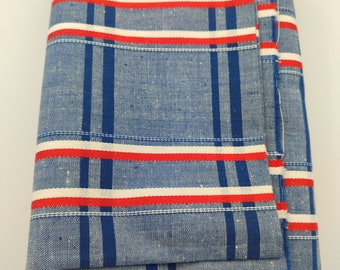 Blue red and white stripes resort style cotton fabric, vintage cotton fabric, shirt or dress cotton fabric