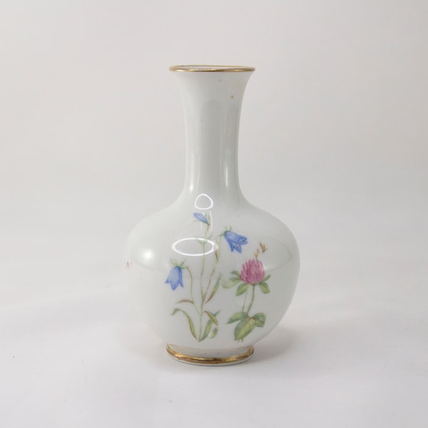 Hackefors mini porcelain china vase, 11 cm / 4.3 inches white floral vase, collectible Scandinavian china vase, Swedish porcelain china