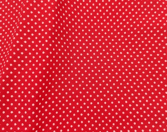 Red and white polka dot print cotton fabric, vintage cotton fabric, shirt or dress cotton fabric