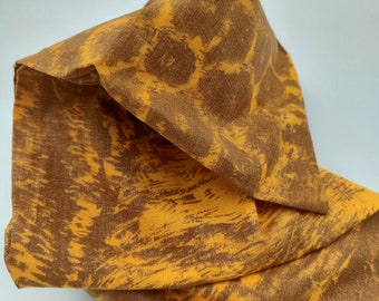 Abstract print orange and brown cotton fabric, vintage cotton fabric, shirt or dress cotton fabric