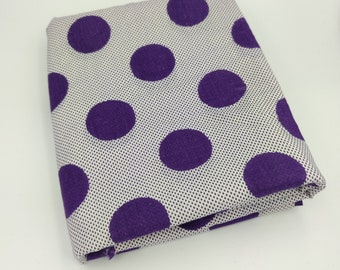 Violet and white polka dot cotton fabric, vintage cotton fabric, thin cotton fabric