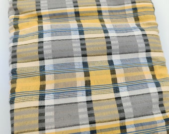 Yellow, black and white stripes resort style cotton fabric, vintage cotton fabric, shirt or dress cotton fabric