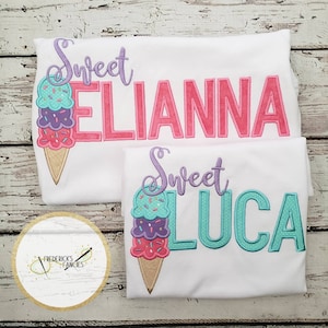 Ice Cream shirt for girls - ice cream party- Girls birthday shirt - ice cream birthday shirt - sweet one - girls name shirt - personalized