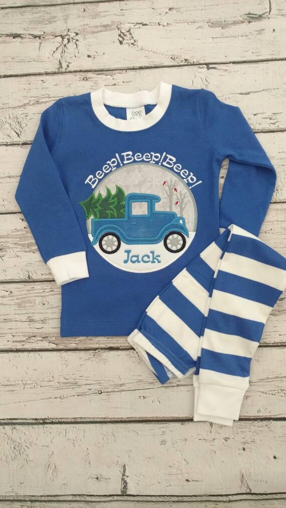 Boys Christmas Outfit Christmas Truck Blue Truck Etsy