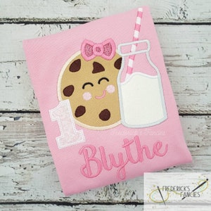 Girls birthday shirt - milk and cookies - personalized birthday shirt - cookie birthday