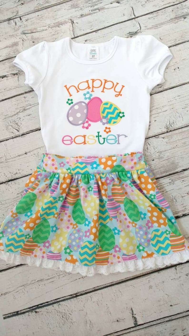 DDSOL Toddler Boy Easter Day Shirt Bunny Rabbit Outfit Tractor Egg Hunt Dinosaur Tshirt Short Sleeve Clothes Kid Tee Top, 4# Blue Bunny Tractor Eggs, 2T