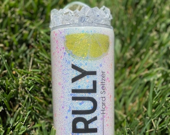 Vaso de acero inoxidable con purpurina hecho a mano: diseño inspirado en el hielo.