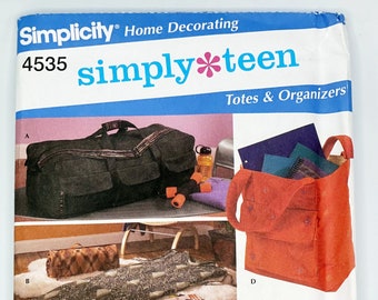 Simplicity 4595 Home Decorating Simply Teen Totes and Organizers