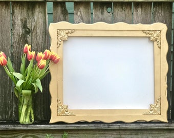Dry Erase Style Picture Frame, Wedding Ornate Wood picture frame, white picture frame, Vintage picture frame,canvas frame, oil paiting frame