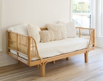 Unique Rattan Daybed Frame Day Bed Design Boho Furniture Pine Wood  Furniture Twin Bed Frame
