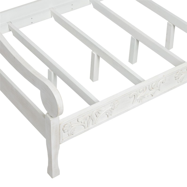 Whitewash Carved Wood Daybed Frame Bohemian Furniture Etsy