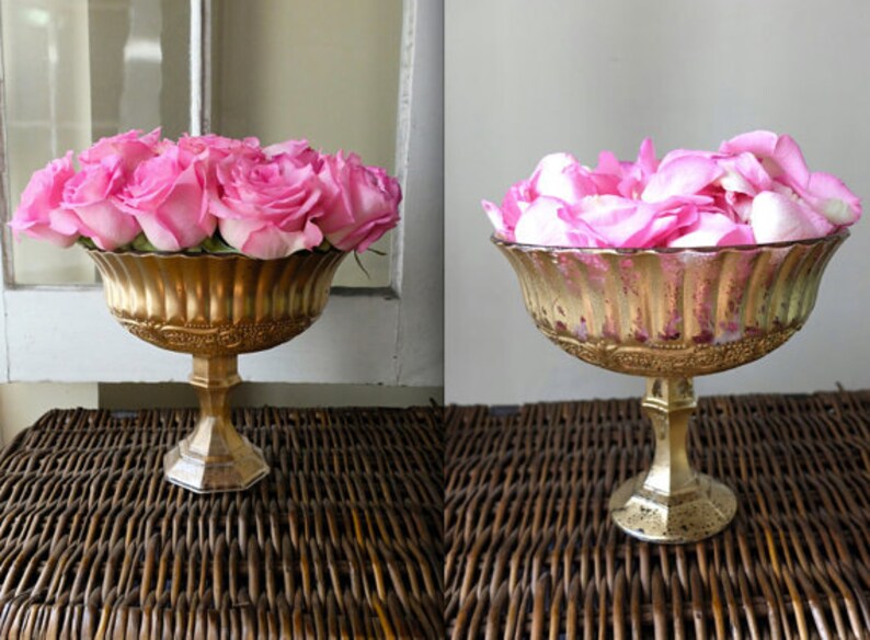 Pedestal Vase Gold Pedestal Vase Centerpiece Wedding Flower Etsy