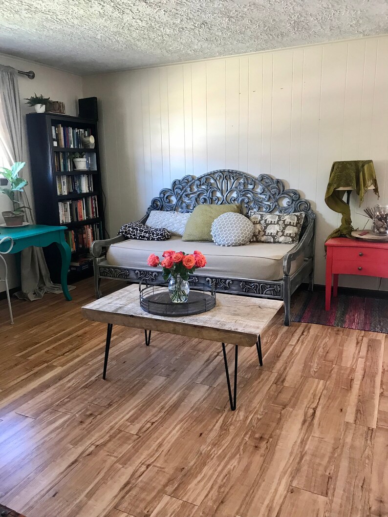 Whitewash Carved Wood Daybed Frame Bohemian Furniture Etsy