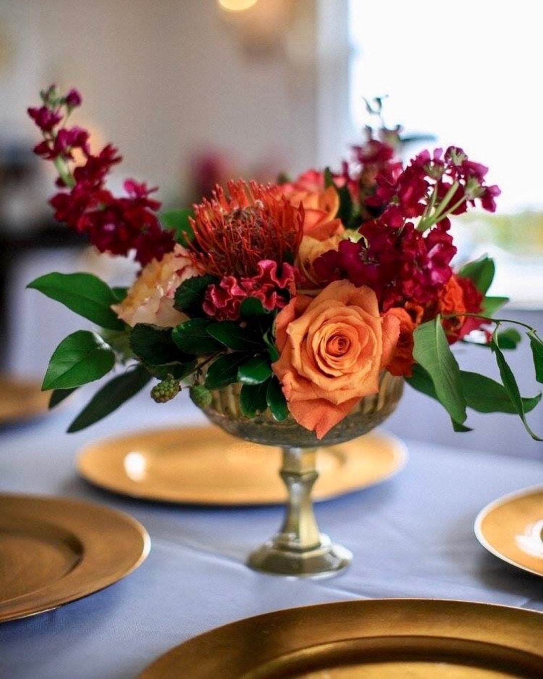 Pedestal Vase, Compotes, Wedding Centerpiece, Glass Vase, Table