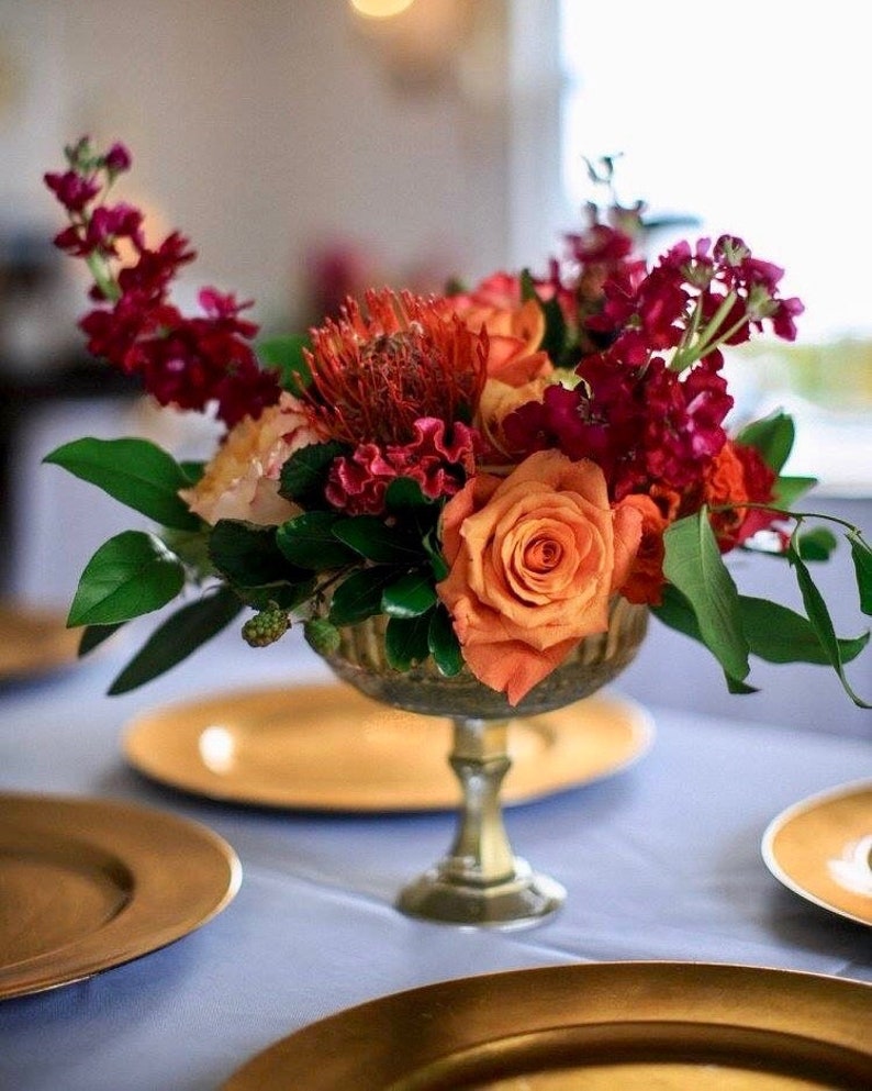 Pedestal Vase Compotes Wedding Centerpiece Glass Vase Etsy