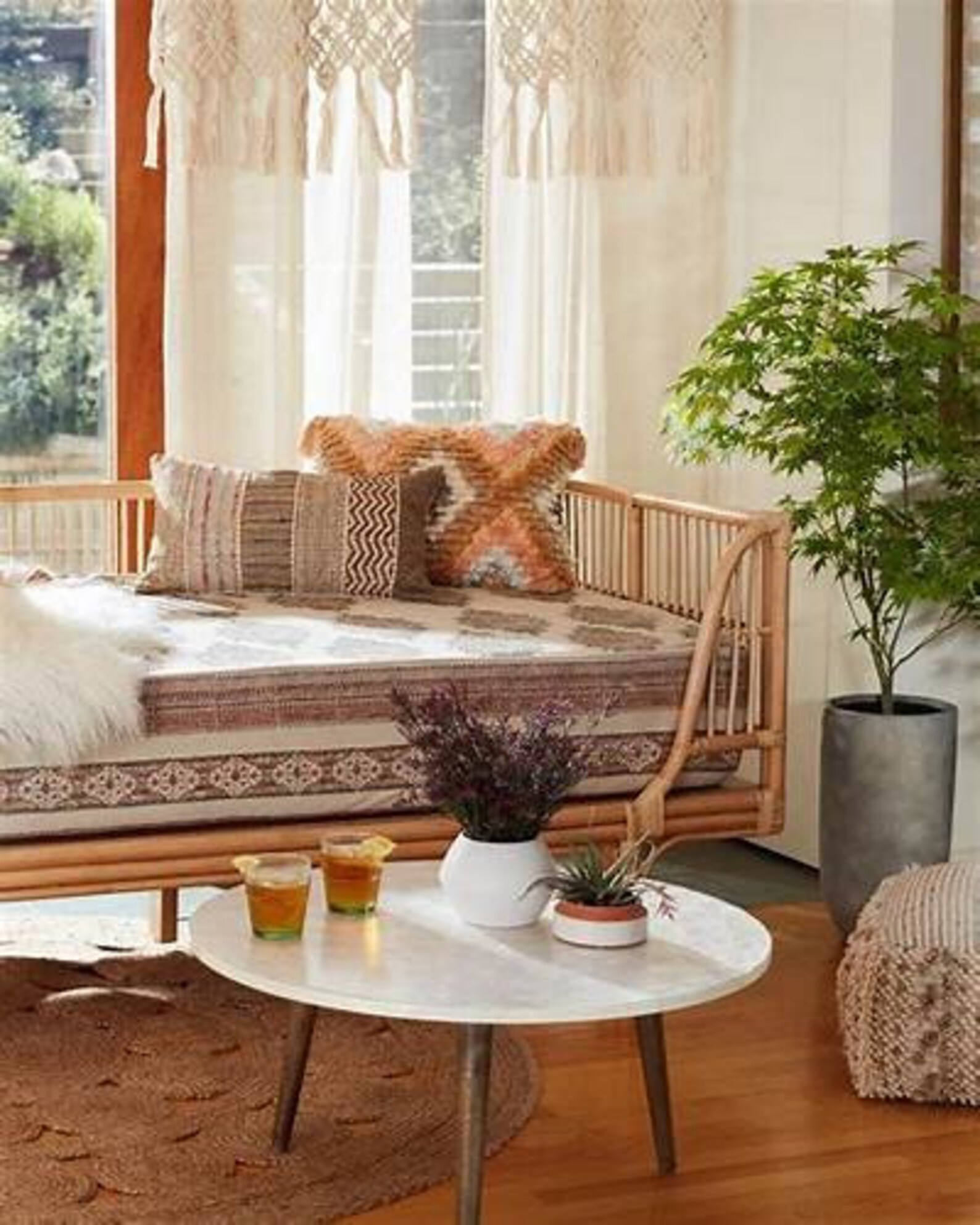 Rattan Daybed Frame Day Bohemian Style Bed Frame Statement Etsy