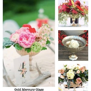 Beautiful Floral Yellow Gold Vase Compotes Pedestal Vases Wedding Centerpieces Centrepieces Pedestal Goblet Gold Glass Bouquet Arrangement image 8