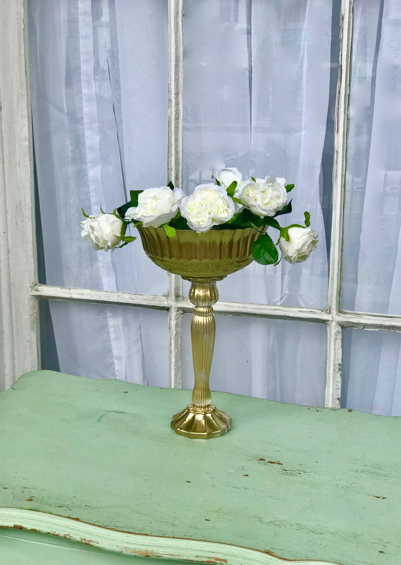 Wedding Centerpiece Centrepiece Pedestal Vase Gold Vases Etsy