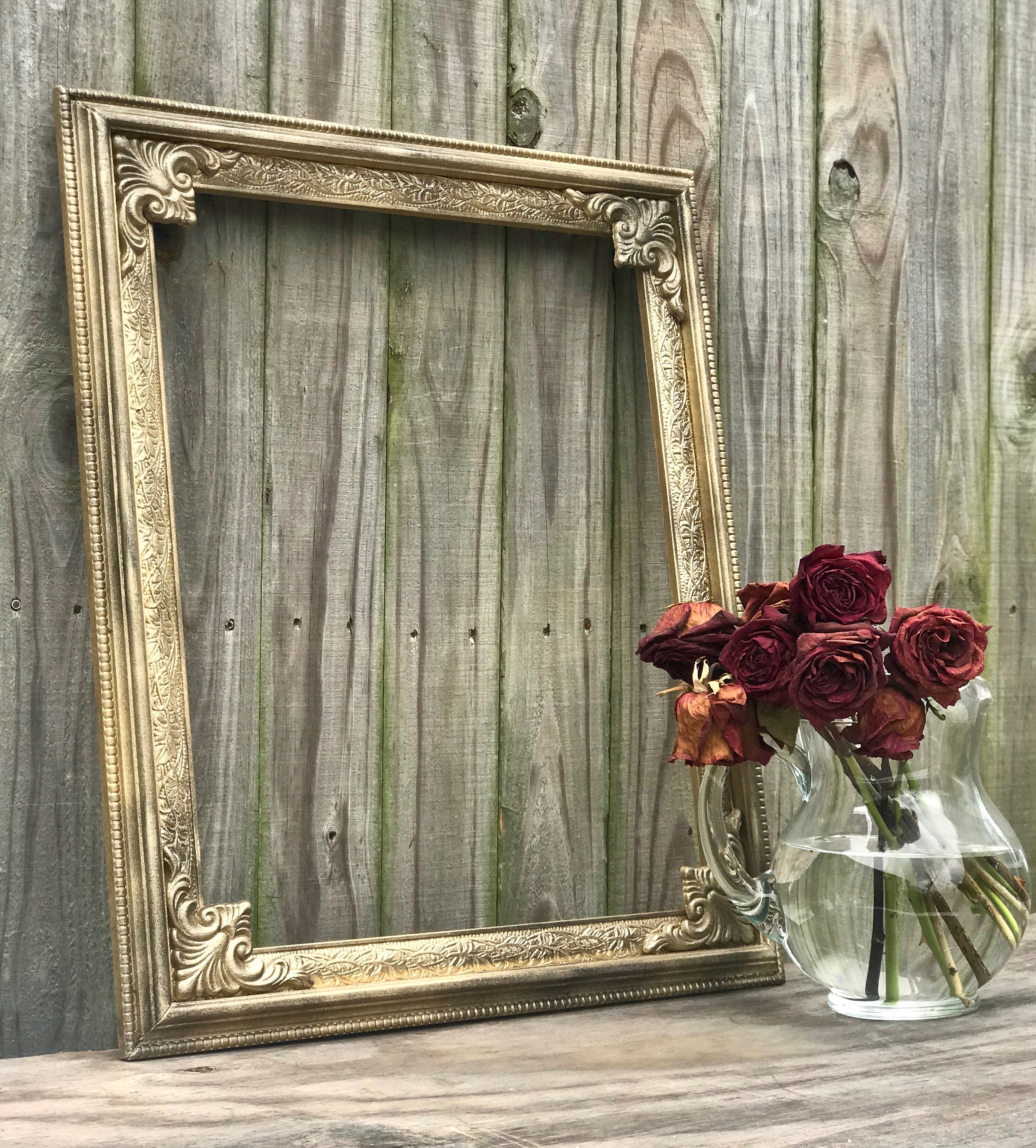 Distressed Aged Gold Handmade Ornate Wood Picture Frame Etsy