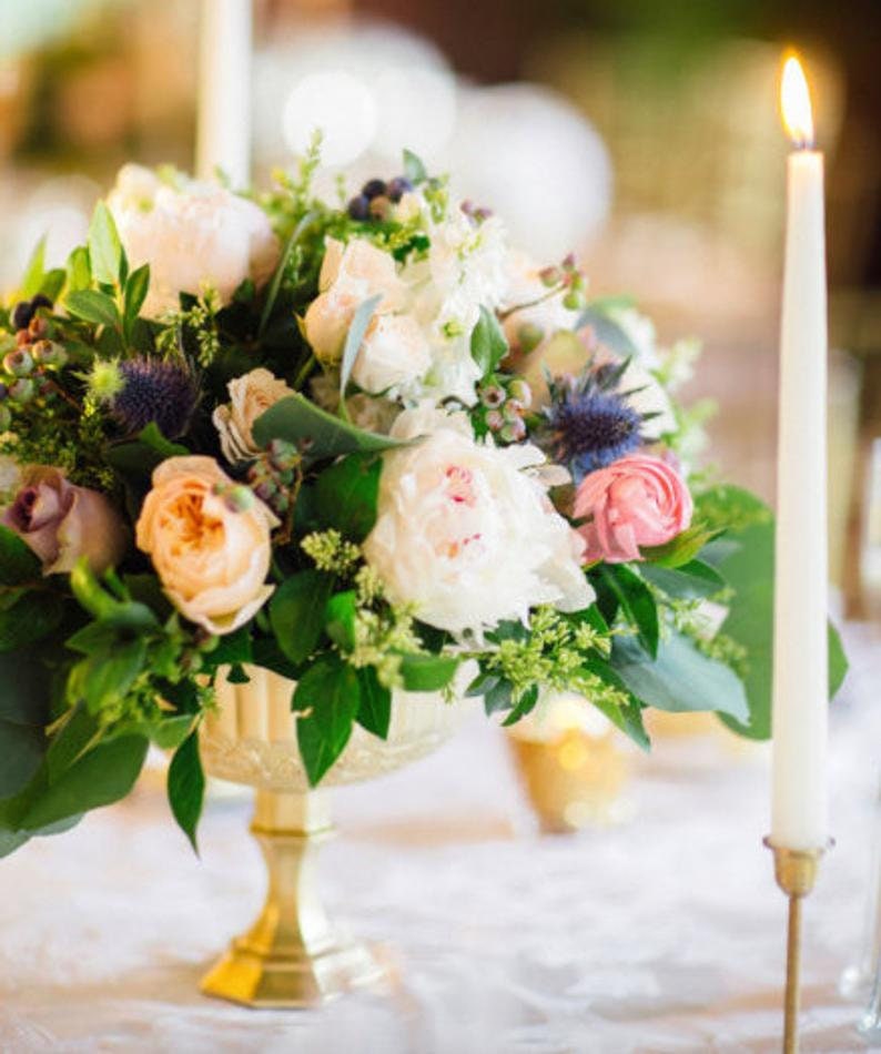 Gold Pedestal Vase Wedding Centerpieces Compotes Floral Etsy