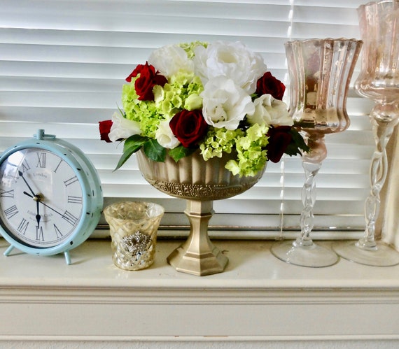 Wedding Flower Arrangement Champagne Centrepiece Centrepiece Etsy