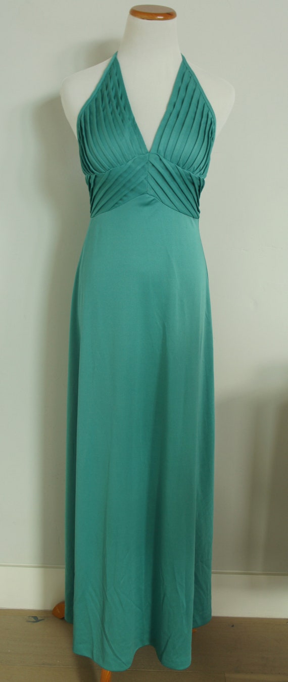 1970s Turquoise Halter Dress