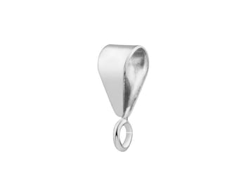 Solid Sterling Silver 925 Smooth Plain Pendant Bail Bale With Open Ring Easy Fitting Pendants High Quality British Made Jewellery Findings