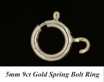 9ct Yellow Gold 5mm Open Opening Bolt Ring Clasp Necklace & Bracelet Repair High Quality British Made Jewellery Findings