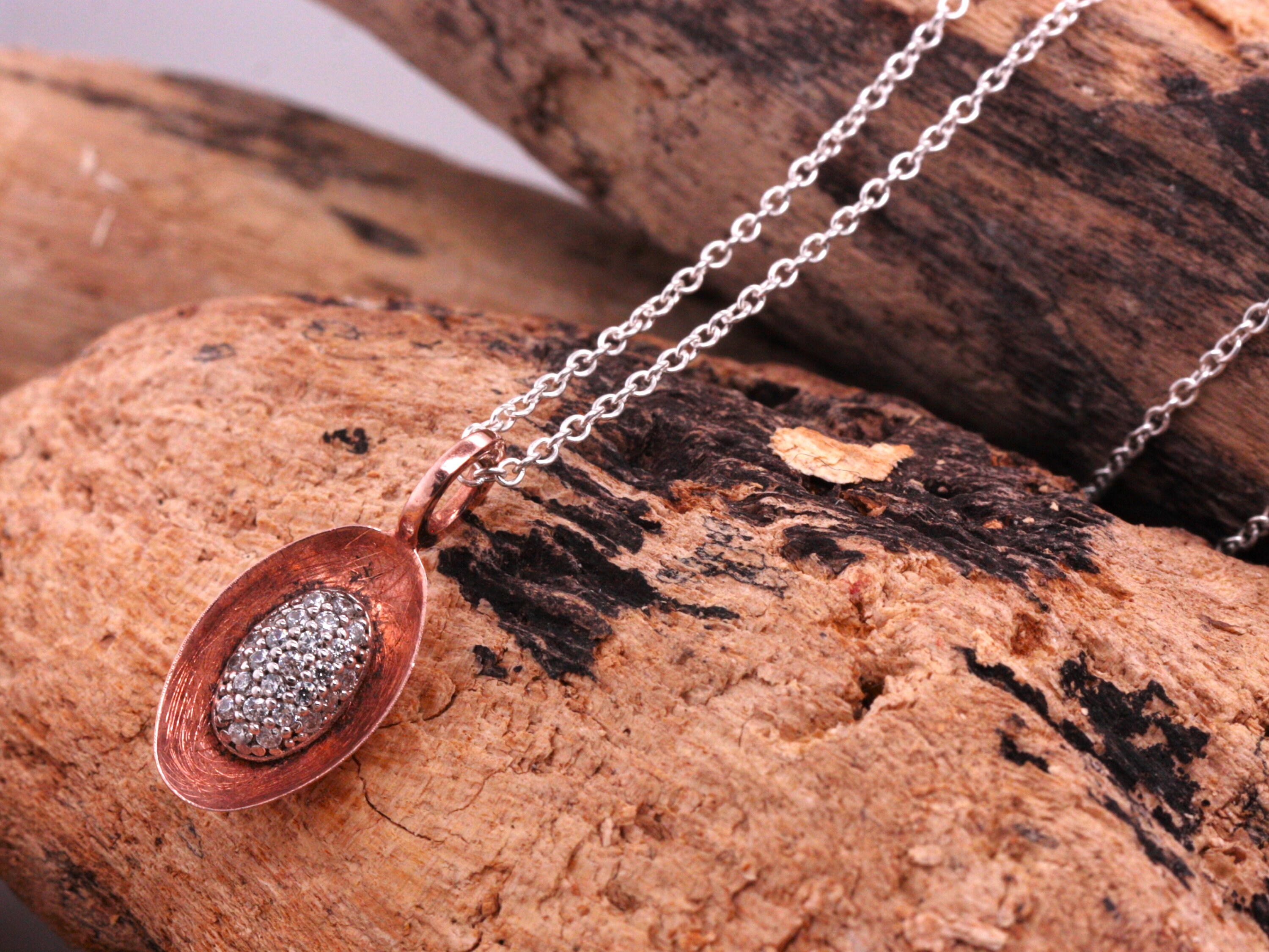 Einzelstück Collana regalo per la festa della mamma, in argento Sterling 925 placcato oro rosa, per mamma e figlia (Mamaliebe), Oro, Zirconia cubica