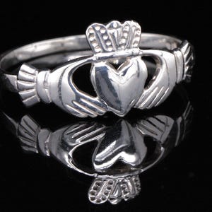 Ladies Sterling Silver Claddagh Dress Ring Size G - Y Brand New In Gift Box High Quality British Made Jewellery