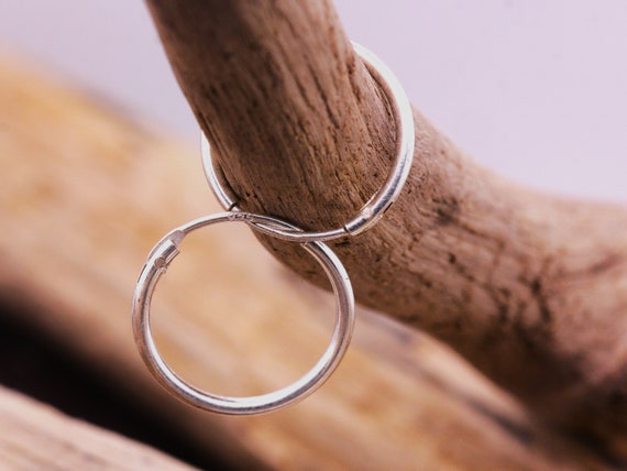 Orecchini Cerchio Liscio Mm 21 Sezione Canna Mm 3 In ARGENTO 925 Galvanica Rodio - Foto 5