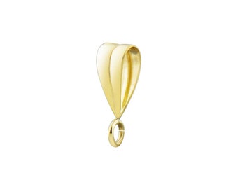 May include: Gold-toned pendant bail with a smooth, rounded shape and a loop at the bottom for attaching a chain.