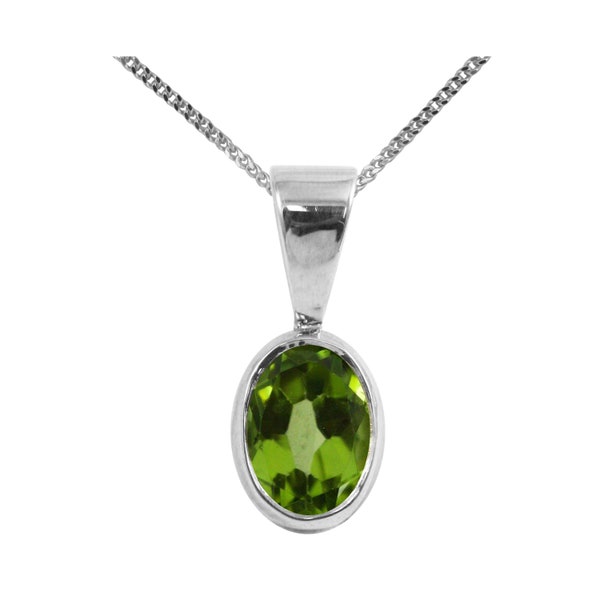 9ct White Gold 1.12ct Pear Peridot Pendant