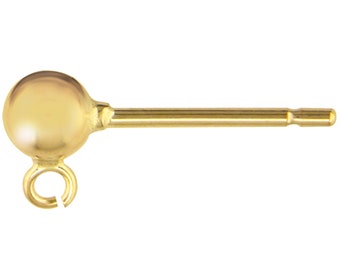 Solid 9ct Yellow Gold Bead Ball Post and Ring Earring Findings Ear Fittings Making