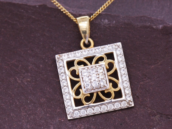 9ct yellow gold cubic zirconia best sale pendant