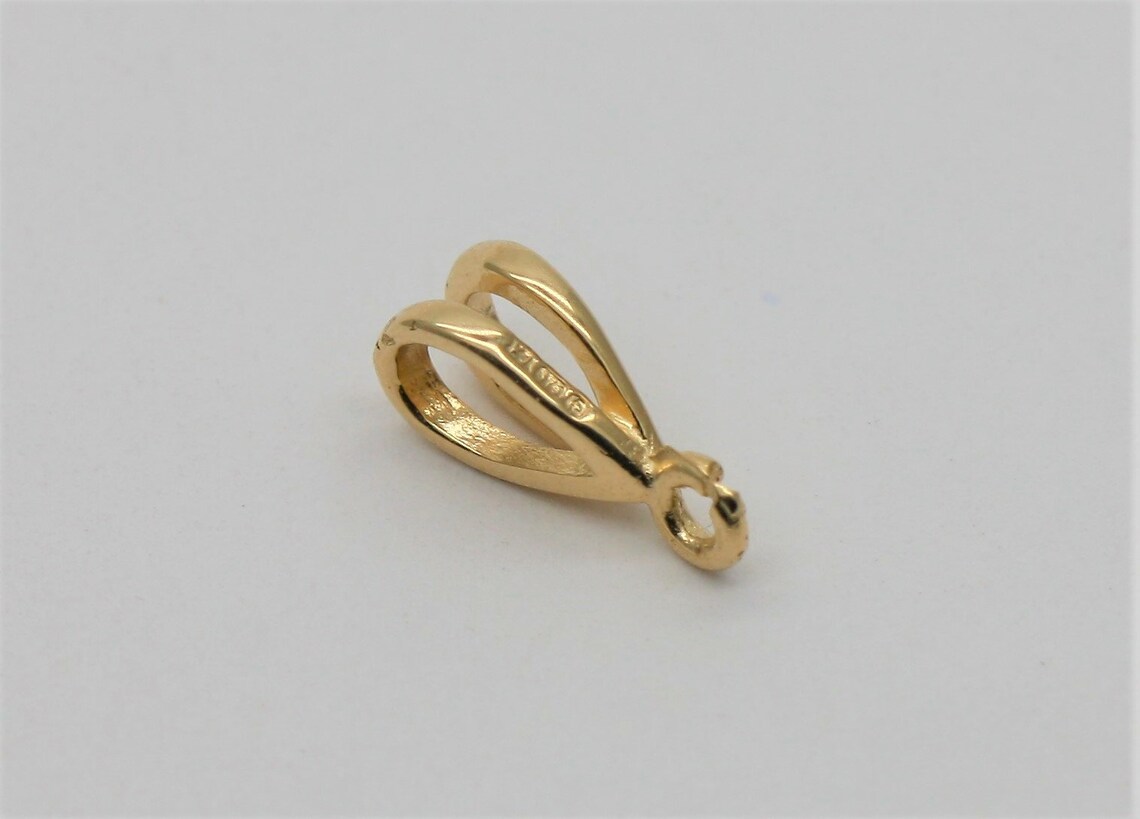 Solid 9ct Yellow Gold Rabbit Ears Pendant Bail Bale With Open Etsy