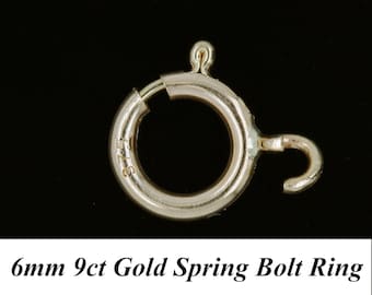9ct Yellow Gold 6mm Open Opening Bolt Ring Clasp Necklace & Bracelet Repair British Made