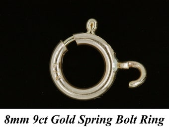 9ct Yellow Gold 8mm Open Opening Bolt Ring Clasp Necklace & Bracelet Repair British Made