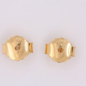May include: Two gold-toned earring backs with a small hole in the center and a clasp on the side.