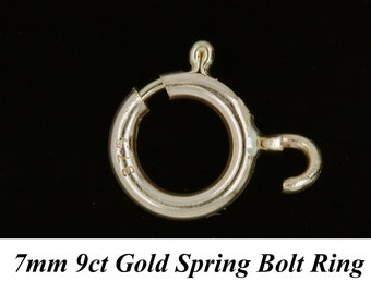 9ct Yellow Gold 7mm Open Opening Bolt Ring Clasp Necklace & Bracelet Repair British Made
