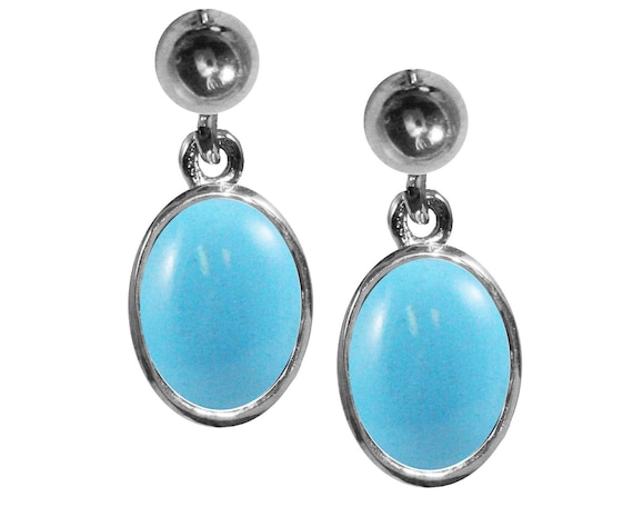 Orecchini ovali in argento sterling e turchese - Italia
