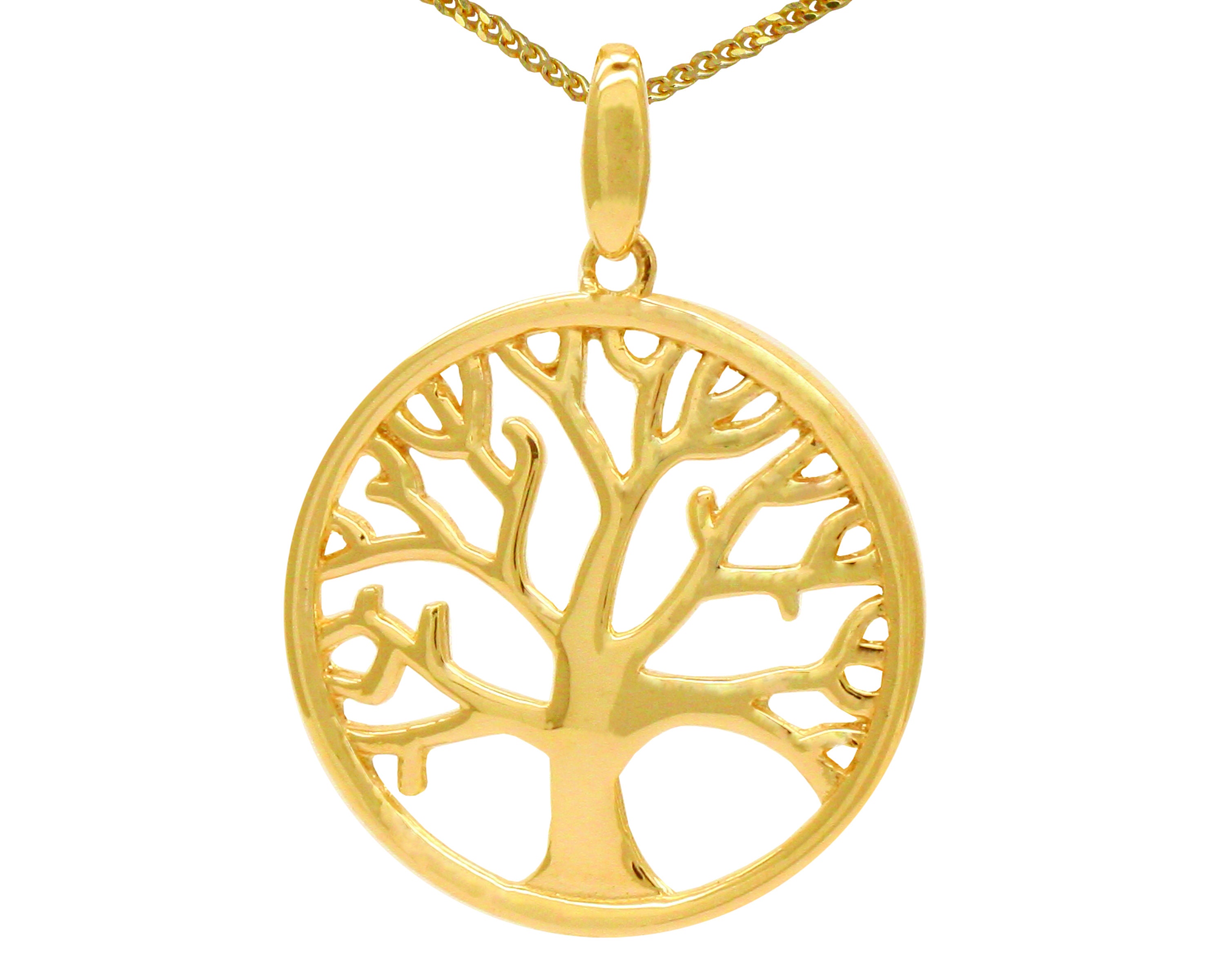 9ct Yellow Gold Hallmarked Tree of Life Pendant & Necklace Gift Boxed ...