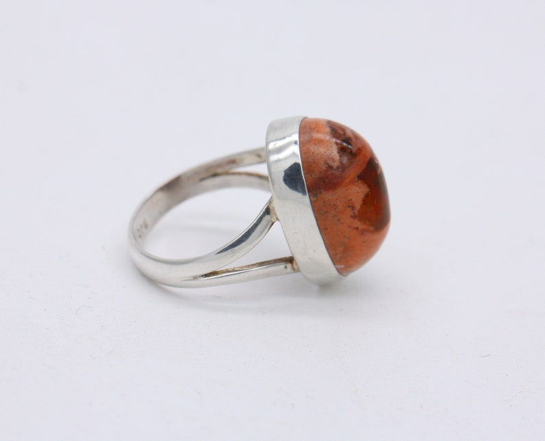 Beautiful Fire Boulder Opal Sterling Silver oval cabochon ladies ring size L