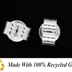 Small 4mm 375 9ct White Gold Earring Backs Scrolls Butterfly 100% Recycled Gold High Quality British Made Jewellery Findings and Components