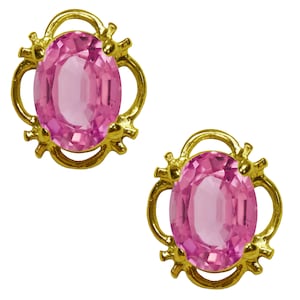 9ct Yellow Gold Natural Pink Topaz Single Stud Earrings Studs 1.50ct High Quality British Made Jewellery